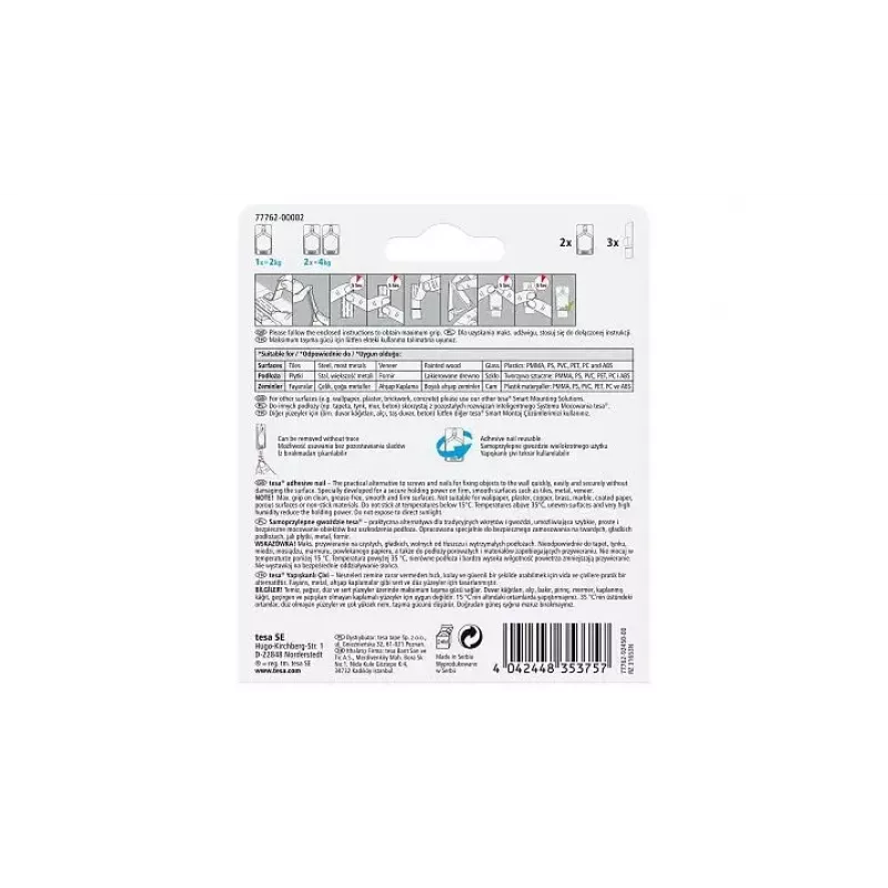 Universalus kabliukas TESA 77762 Indoor Baltas 2 vnt