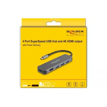 DeLOCK 64171 USB 3.2 Gen 1 Type-C dokas nešiojamam kompiuteriui, 85 W, pilka