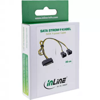 InLine SATA Y-maitinimo laidas SATA lizdas / 2x FAN 2 kaiščių kištukas 0,30 m