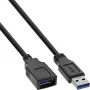 USB 3.2 Gen 1 (USB 3.0) ilginimo kabelis A kištukas–A lizdas, InLine, 2 m, juoda – pakuotė po 50 vnt.