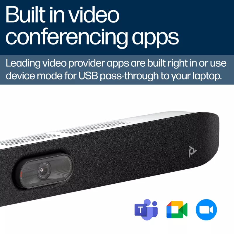 Vaizdo juosta HP Poly Studio X32 All-In-One, 4K Ultra HD, 20 MP, 5 asmenims, Wi-Fi, Ethernet, Bluetooth (be maitinimo šaltinio, TAA)