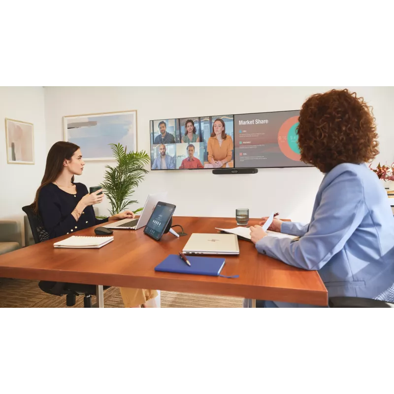 Vaizdo juosta HP Poly Studio X32 All-In-One, 4K Ultra HD, 20 MP, 5 asmenims, Wi-Fi, Ethernet, Bluetooth (be maitinimo šaltinio, TAA)