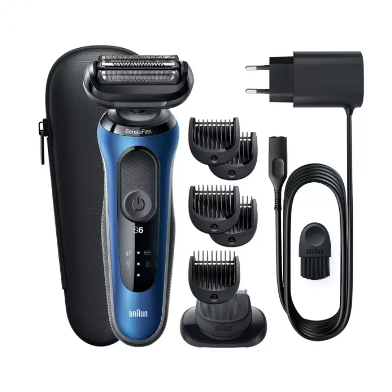 Braun Series 6 61-B1500s Folieninis skustuvas su trimeriu Mėlyna