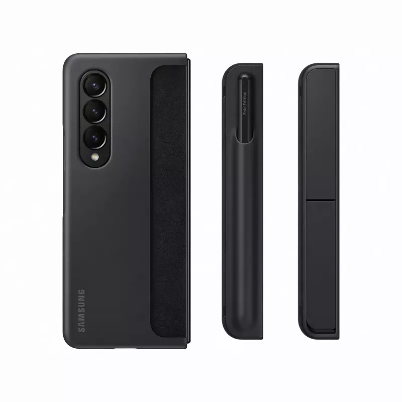 Samsung EF-OF93PCBEGWW apsauginis dėklas Galaxy Z Fold4, juodas, su stovu ir S Pen laikikliu
