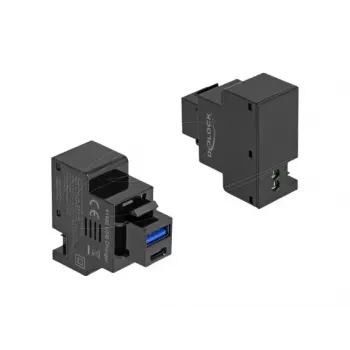 DELOCK Keystone modulis 41482 su USB-C ir USB-A jungtimis, plokščias, juodas