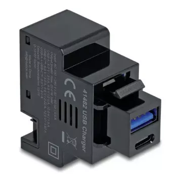 DELOCK Keystone modulis 41482 su USB-C ir USB-A jungtimis, plokščias, juodas