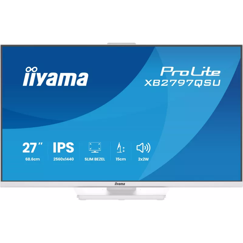 27 colių IIYAMA ProLite XB2797QSU-W1 IPS Quad HD (2560x1440) LED monitorius, 178° žiūrėjimo kampai, USB 3.2 stotelė, garsiakalbiai, VESA, aukščio reguliavimas, baltas
