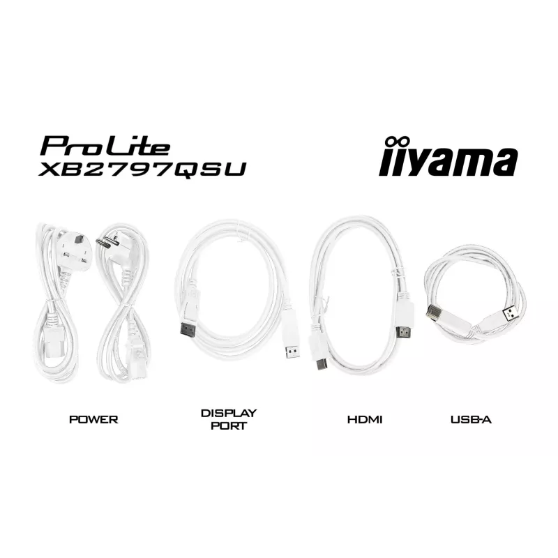 27 colių IIYAMA ProLite XB2797QSU-W1 IPS Quad HD (2560x1440) LED monitorius, 178° žiūrėjimo kampai, USB 3.2 stotelė, garsiakalbiai, VESA, aukščio reguliavimas, baltas