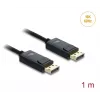 DELOCK Coaxial DisplayPort kabelis 16K 60 Hz 80 Gbps pintas apvalkalas 1 m, DisplayPort į DisplayPort, juodas