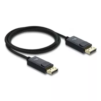 DELOCK Coaxial DisplayPort kabelis 16K 60 Hz 80 Gbps pintas apvalkalas 1 m, DisplayPort į DisplayPort, juodas