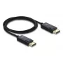 DELOCK Coaxial DisplayPort kabelis 16K 60 Hz 80 Gbps pintas apvalkalas 1 m, DisplayPort į DisplayPort, juodas