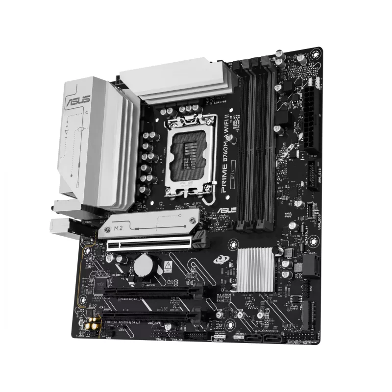 Motininė plokštė ASUS PRIME B760M-A WIFI II micro ATX, Intel B760, LGA 1700, DDR5, 4 DIMM lizdai, iki 256 GB, Wi‑Fi 6E, 2,5Gb Ethernet