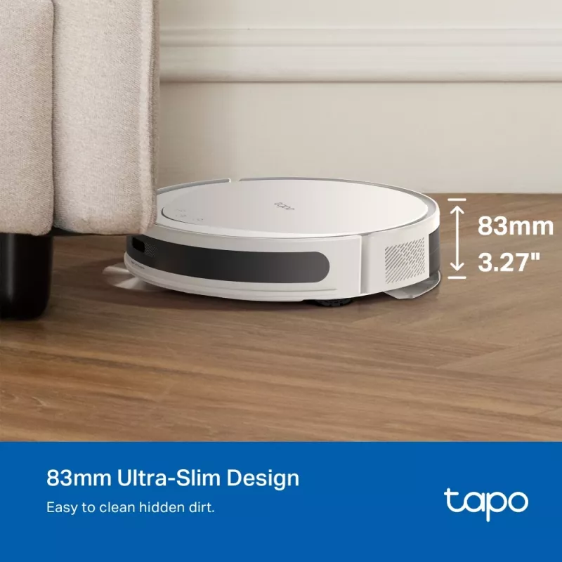 TP-Link Tapo RV20 Max Baltas – išmanusis robotas dulkių siurblys su LiDAR navigacija ir šluostymu