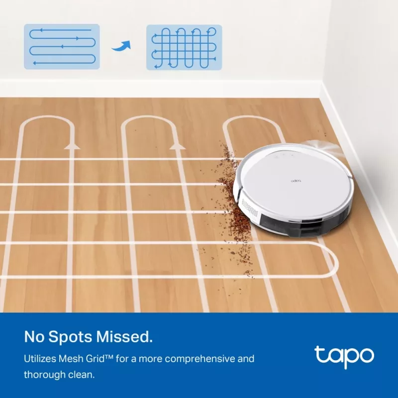 TP-Link Tapo RV20 Max Baltas – išmanusis robotas dulkių siurblys su LiDAR navigacija ir šluostymu
