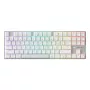 Belaidė žaidimų klaviatūra Cherry MX 8.2 Pro TMR — Tenkeyless 88 klavišų, USB + RF + Bluetooth, magnetiniai-mechaniniai jungikliai, RGB, sidabrinė/balta