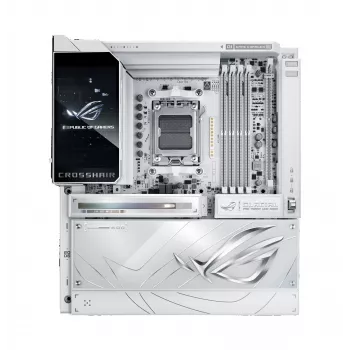 Motininė plokštė ASUS ROG CROSSHAIR X870E GLACIAL — AMD X870E, lizdas AM5, E-ATX, DDR5, iki 256 GB, Wi-Fi 7, 10Gb Ethernet