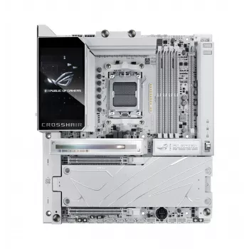 Motininė plokštė ASUS ROG CROSSHAIR X870E GLACIAL — AMD X870E, lizdas AM5, E-ATX, DDR5, iki 256 GB, Wi-Fi 7, 10Gb Ethernet