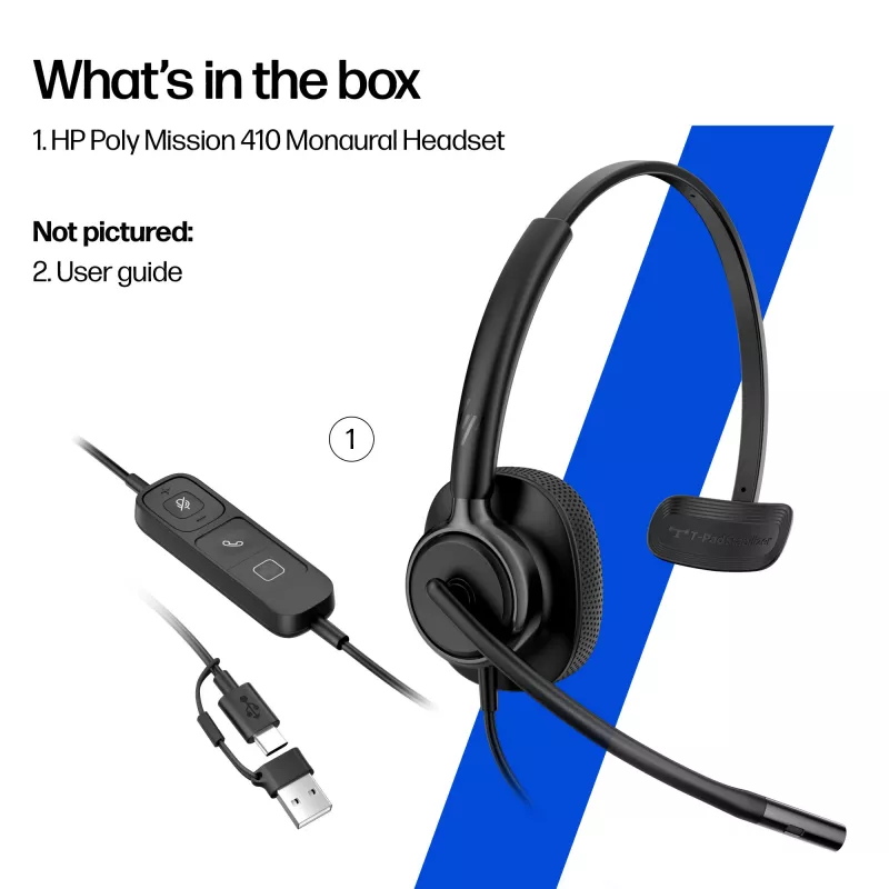 Laidinės stereo ausinės HP Poly Mission 425 Classic USB, ant ausų, 126 g