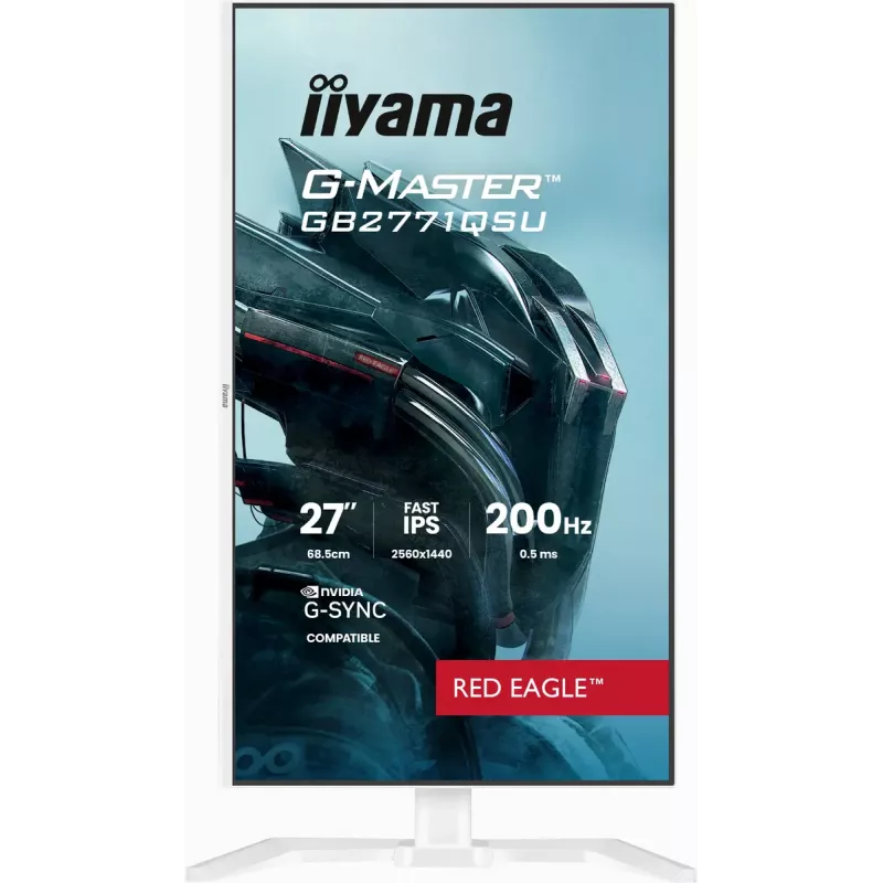 27 colių monitorius iiyama G-MASTER GB2771QSU-W1, 2560×1440 WQHD, Fast IPS, 2 ms, USB 3.2 hub, garsiakalbiai, VESA, aukščio reguliavimas (baltas)
