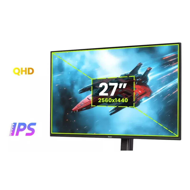 27 colių monitorius iiyama G-MASTER GB2771QSU-W1, 2560×1440 WQHD, Fast IPS, 2 ms, USB 3.2 hub, garsiakalbiai, VESA, aukščio reguliavimas (baltas)