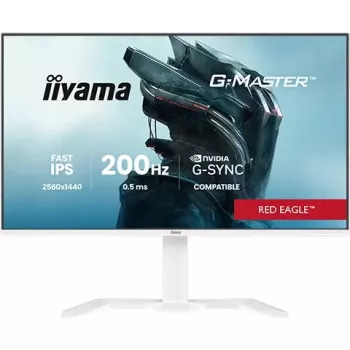 27 colių monitorius iiyama G-MASTER GB2771QSU-W1, 2560×1440 WQHD, Fast IPS, 2 ms, USB 3.2 hub, garsiakalbiai, VESA, aukščio reguliavimas (baltas)