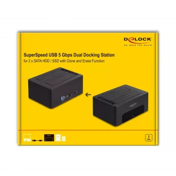 HDD/SSD dėklas DeLOCK 64187 Juodas 2,5/3,5 colio 5 Gbit/s