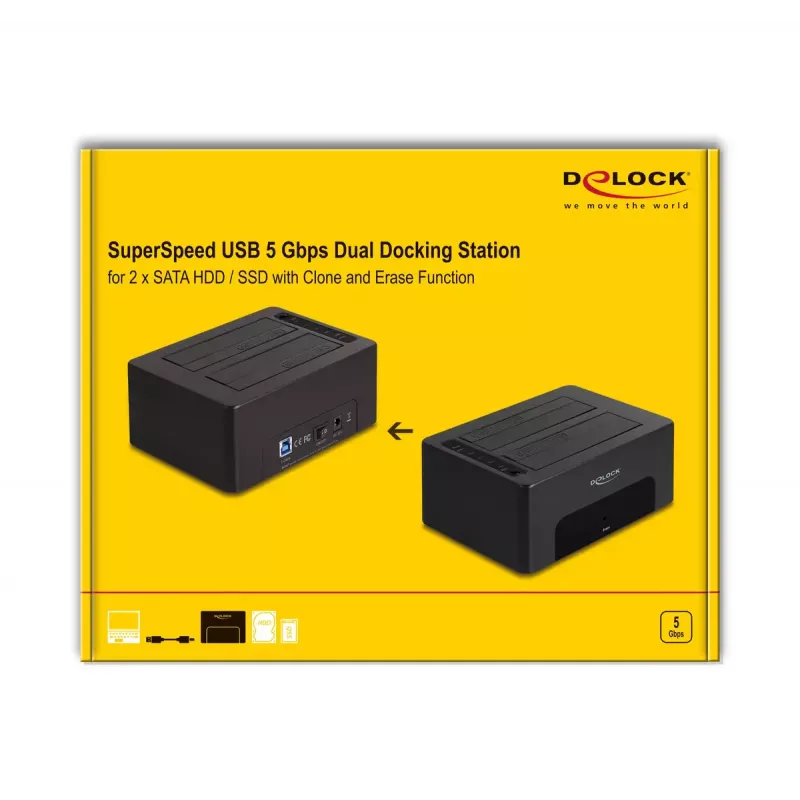HDD/SSD dėklas DeLOCK 64187 Juodas 2,5/3,5 colio 5 Gbit/s