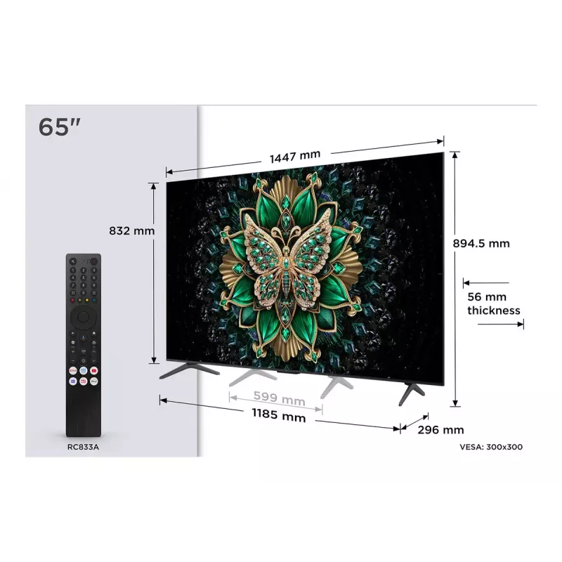 TCL C6K 65C6K televizorius 165,1 cm (65 col.) 4K Ultra HD Smart TV Wi-Fi Metalinis