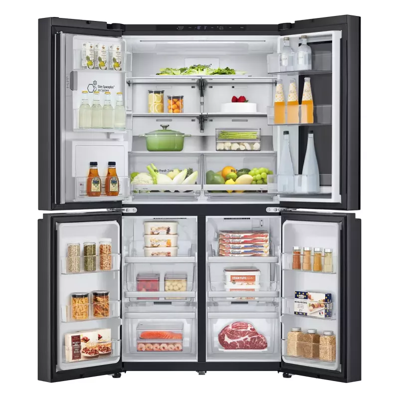 LG InstaView GMG960EVJE šaldytuvas šaldiklis šalia šaldytuvo Laisvai pastatomas 638 L Juoda