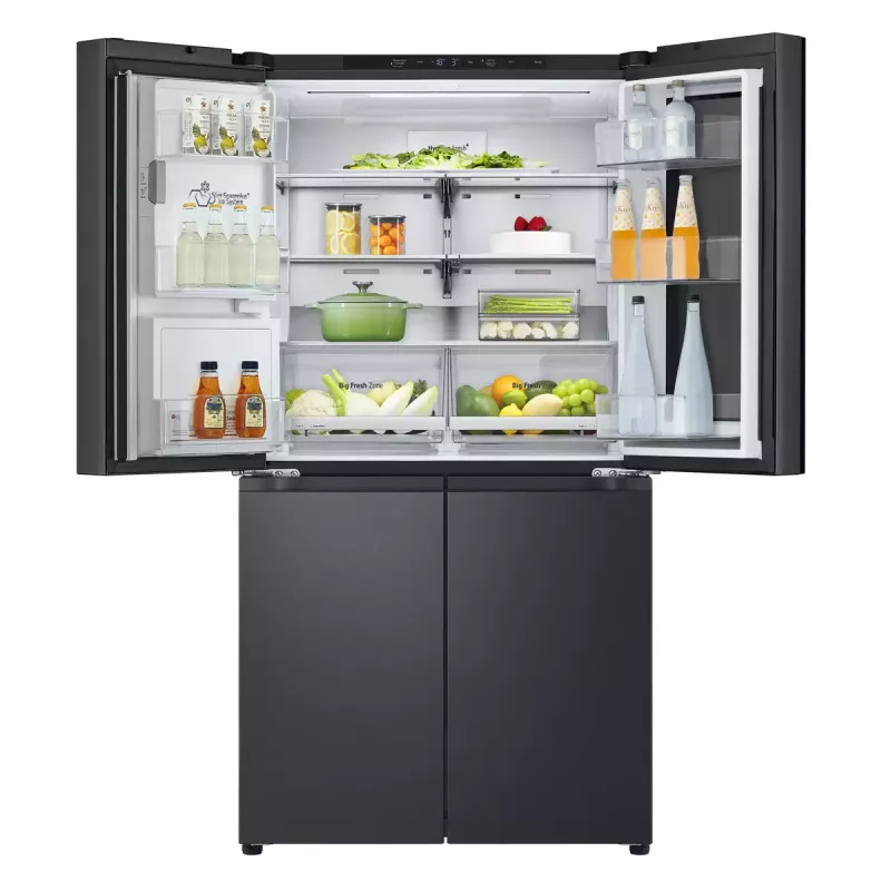 LG InstaView GMG960EVJE šaldytuvas šaldiklis šalia šaldytuvo Laisvai pastatomas 638 L Juoda