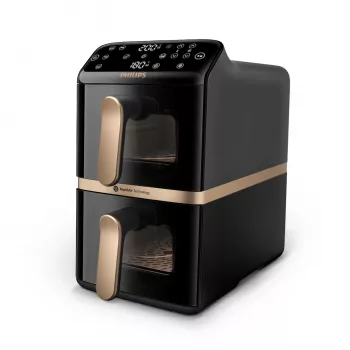 Karšto oro gruzdintuvė Philips 4000 serijos Dual Stack Vertical Basket 10L Dviguba Laisvai pastatoma 2750 W Juoda