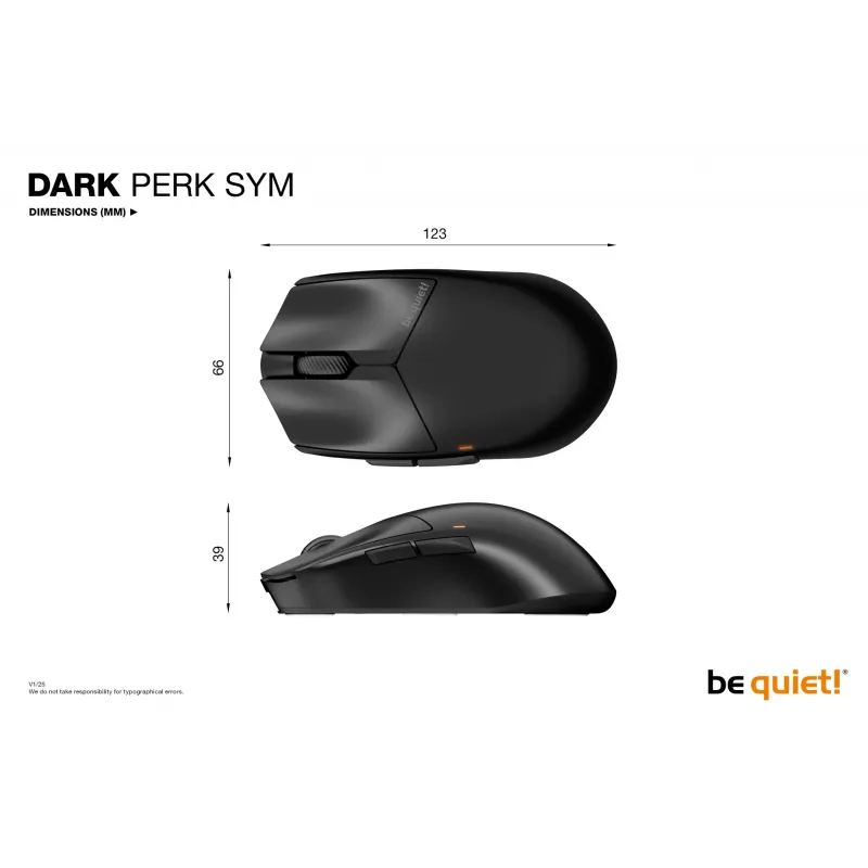 be quiet Dark Perk | Sym pelė Gaming Dešiniarankė RF Wireless + USB Type-C Optinė 32000 DPI