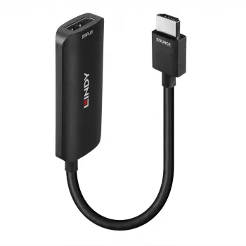 Lindy HDMI 8K60 į DisplayPort 1.4 keitiklis, 0.157 m, HDMI A tipas (standartinis), DisplayPort, Kištukas, Lizdas, Tiesus
