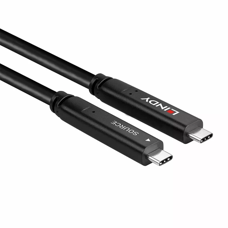 Lindy 15m USB 3.2 Gen 2 & DP 1.4 Type C hibridinis kabelis, 15 m, USB C, USB C, USB 3.2 Gen 1 (3.1 Gen 1), 5 Gbit/s, juodas