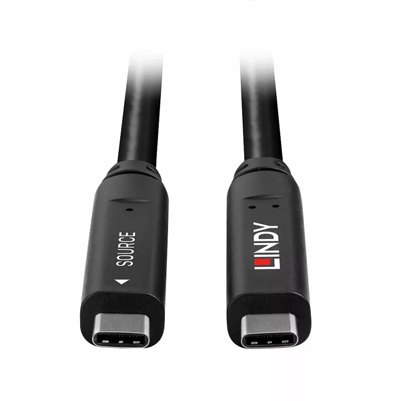 Lindy 15m USB 3.2 Gen 2 & DP 1.4 Type C hibridinis kabelis, 15 m, USB C, USB C, USB 3.2 Gen 1 (3.1 Gen 1), 5 Gbit/s, juodas