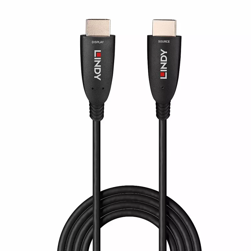 Lindy 60 m Fibro optimis hibridinis HDMI 8K60 laidas, 60 m, HDMI A tipo (standartinis), HDMI A tipo (standartinis), 48 Gbit/s, Juoda