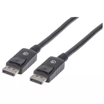 Manhattan DisplayPort 1.2 kabelis, 4K@60Hz, 1 m, Kištukas-Kištukas, su fiksatoriais, visiškai ekranuotas, juodas, garantija visam laikui