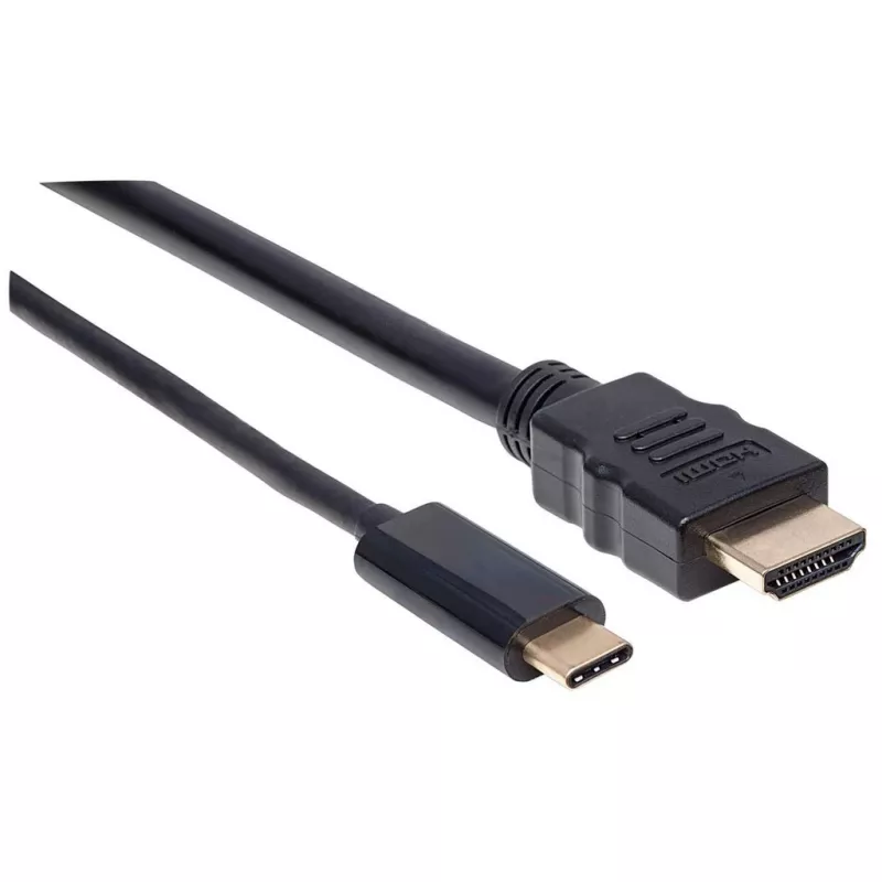 Manhattan USB-C į HDMI laidas, 4K@30Hz, 2 m, juodas, kištukas-kištukas, trejų metų garantija