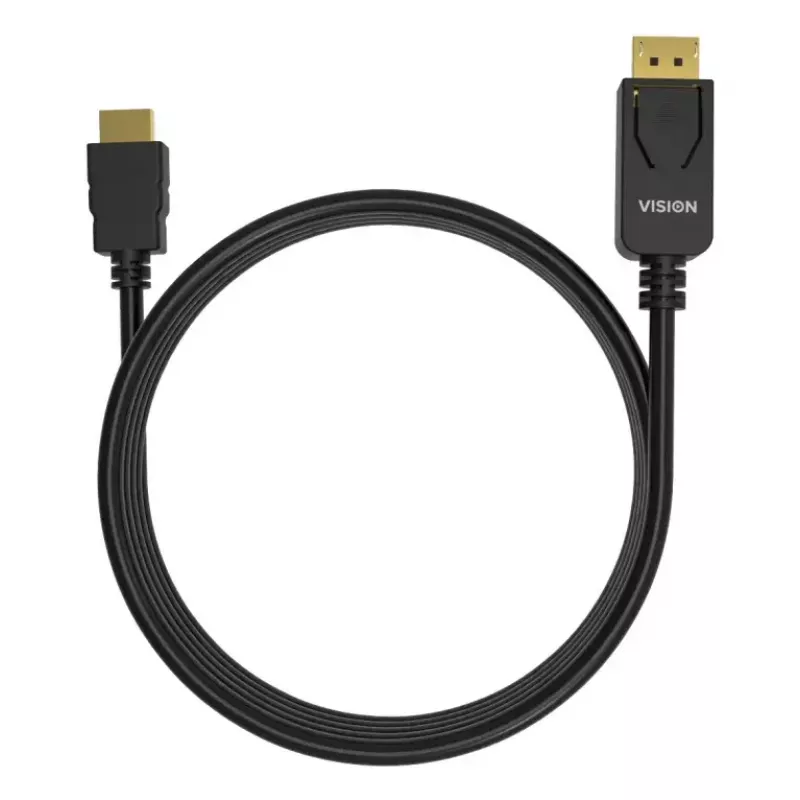 Vaizdo kabelio adapteris VISION TC 2MDPHDMI8K/BL — 2 m DisplayPort į HDMI, 6 mm, Juoda