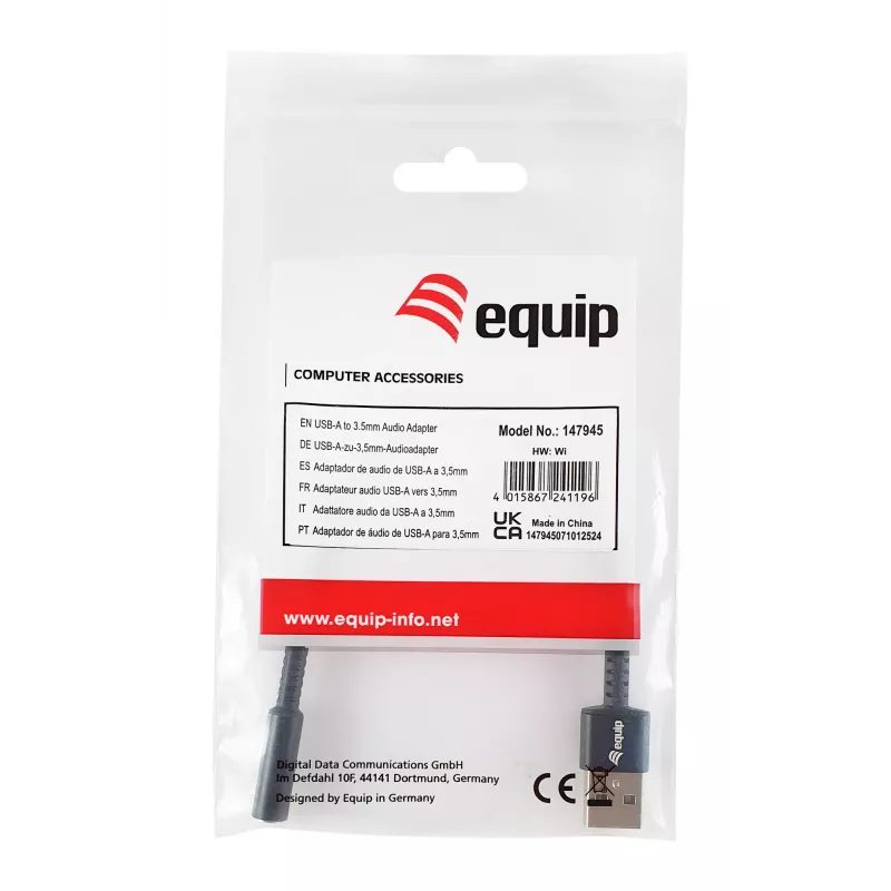 Equip 147945 USB-A į 3.5 mm garso adapteris, 0.15 m, juodas