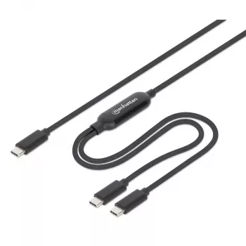 Manhattan Dual USB-C į USB-C įkrovimo laidas, 100W, 2m, vyriškas į du vyriškus, išmanusis galios daliklis