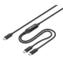 Manhattan Dual USB-C į USB-C įkrovimo laidas, 100W, 2m, vyriškas į du vyriškus, išmanusis galios daliklis