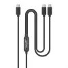 Manhattan Dual USB-C į USB-C įkrovimo laidas, 100W, 2m, vyriškas į du vyriškus, išmanusis galios daliklis