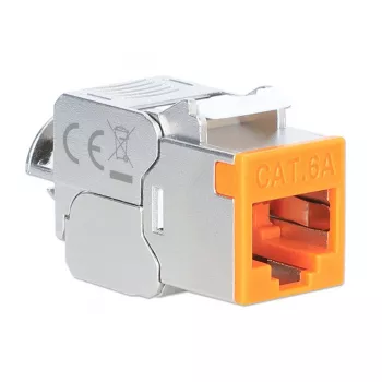 Intellinet Cat6a 10G ekranuotas bekontaktis siauras Keystone lizdas, oranžinis