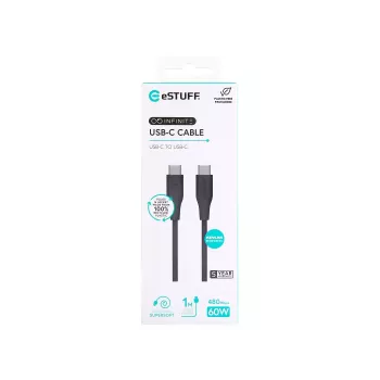eSTUFF ES604180 USB 2.0 laidas USB C 1 m Juoda