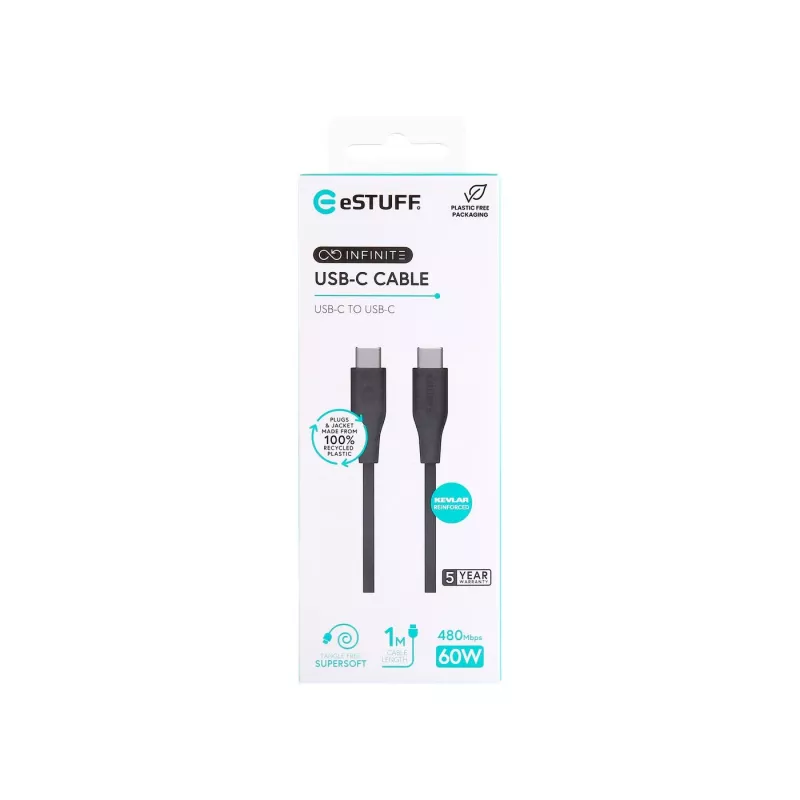 eSTUFF ES604180 USB 2.0 laidas USB C 1 m Juoda
