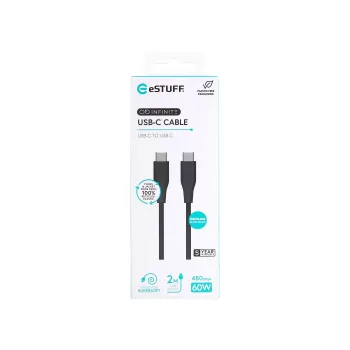 eSTUFF ES604280 USB laidas USB 2.0 2 m USB-C juodas