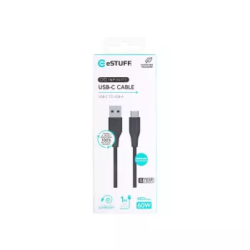 eSTUFF ES605180 USB-C į USB-A laidas USB 2.0 1 m juodas