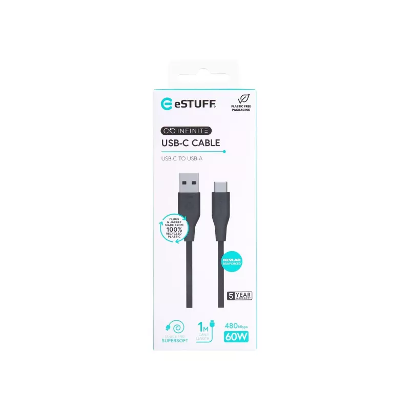 eSTUFF ES605180 USB-C į USB-A laidas USB 2.0 1 m juodas