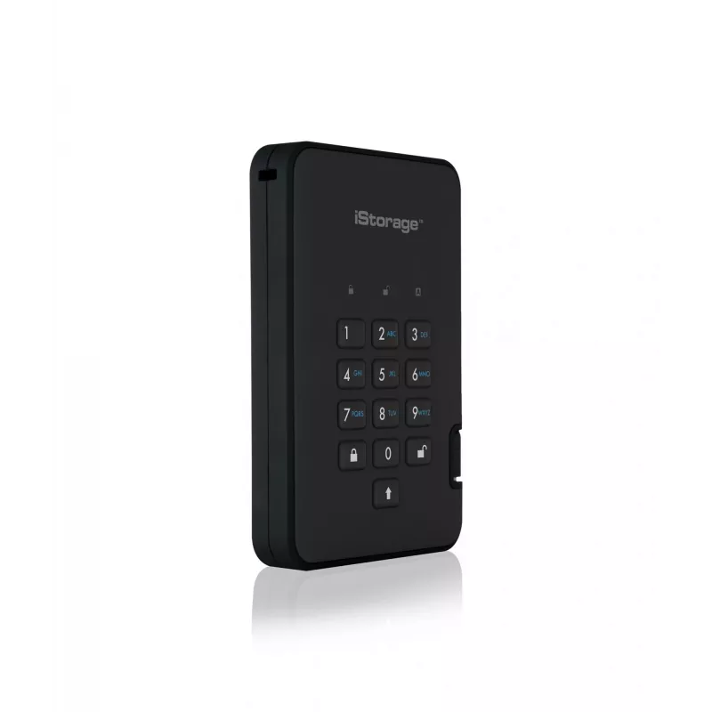 iStorage diskAshur² HDD 5TB juoda spalva | Saugus nešiojamasis kietasis diskas | AES-XTS 256 bitų aparatinės įrangos šifravimas | PIN apsauga | Nuo OS ir platformos nepriklausomas | TAA atitinka | Apsauga nuo brutalių atakų | Atsparus dulkėms ir vandeniui